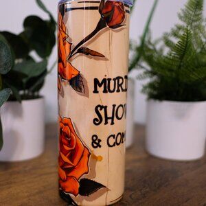 Murder Shows and Comfy Clothes 20oz Stainless Steel Tumbler, Handmade, skeleton